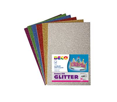 Gomma Crepp Glitter - 20 x 30 cm - colori assortiti - busta 10 fogli - Deco - 12377 - 8004957123777 - DMwebShop