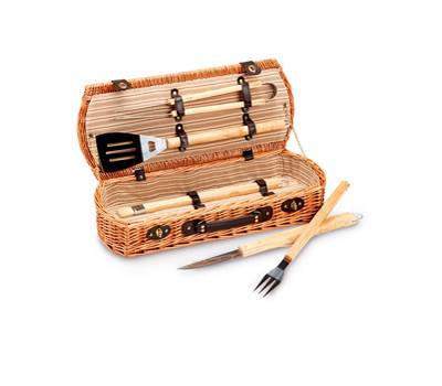 Set barbecue 5 attrezzi - in valigetta di vimini - Garden Friend C951033 - C951033/A - 8023755059675 - DMwebShop