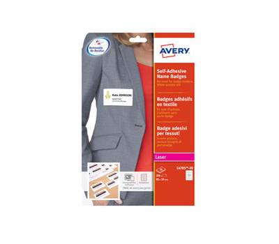 Etichette badge in seta acetata - 80 x 50 mm - 20 fogli - 10 etichette per foglio - laser - Avery - L4785-20 - 5014702000010 - DMwebShop