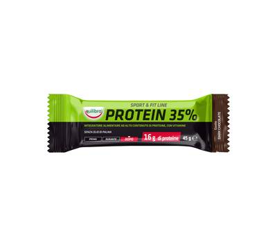Integratore Sport e Fit Line Protein 35% - gusto dark chocolate - 45 gr - Equilibra - BAP - 8000137001774 - DMwebShop
