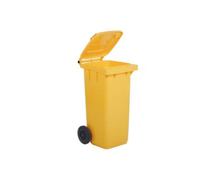 Bidone carrellato per raccolta differenziata 240 lt giallo Mobil Plastic - 24748