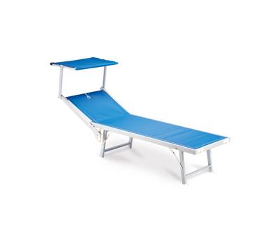 Lettino con copertura Ibiza 36 x 186 x 59 cm alluminio texilene blu - 25040