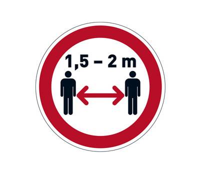 Pittogramma adesivo da terra Mantenere la distanza di sicurezza diametro 43 cm - 22777