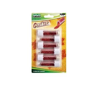 Porporina glitter - 2 gr - rosso - conf. 6 tubi - Lebez - 5134-R - 8007509513460 - DMwebShop
