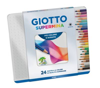 Pastello Supermina - mina 3,8 mm - colori assortiti - astuccio in metallo 24 pezzi - Giotto - 23680000 - 8000825236808 - DMwebShop