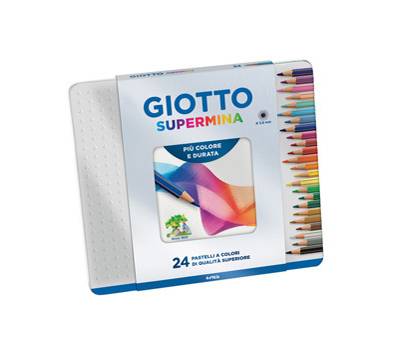 Pastello Supermina - mina 3,8 mm - colori assortiti - astuccio in metallo 24 pezzi - Giotto - 23680000 - 8000825236808 - DMwebShop