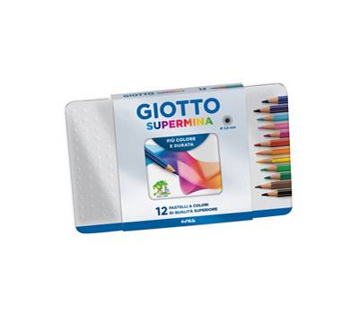 Pastello Supermina - mina 3,8 mm - colori assortiti - astuccio in metallo 12 pezzi - Giotto - 23670000 - 8000825236709 - DMwebShop