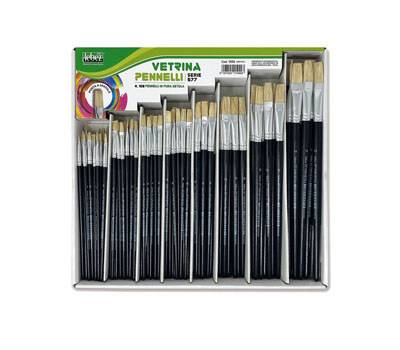 Pennello punta piatta serie 577 - punta a spatola in pura setola - Assortimeno vetrinetta 168 pezzi - Lebez - 1999. - 8007509019993 - DMwebShop