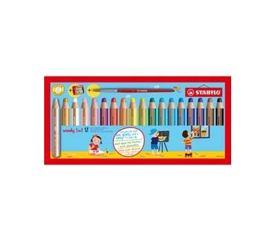 Pastelli Woody 3 in 1 - mina 10 mm - con temperino - astuccio 18 pezzi - Stabilo - 880/18-3 - 4006381484107 - DMwebShop