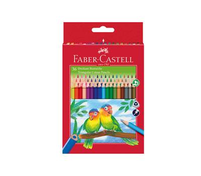 Matite colorate Eco triangolari - diametro mina 3 mm - con temperino - colori assortiti - astuccio 36 pezzi - Faber Castell - 120536 - 7891360556381 - DMwebShop