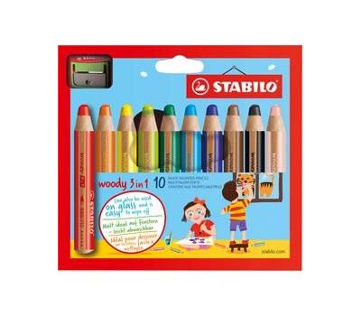 Matite colorate Woody 3 in 1 mina 10 mm con temperino colori assortiti - 11010