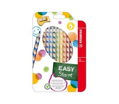 Pastelli Easycolors diametro mina 4,2 mm per mancini astuccio 12 colori Stabilo - 10986
