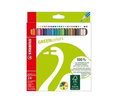 Pastelli colorati Green Colours diametro mina 2,5 mm colori assortiti astuccio 24 pezzi Stabilo 6019,2,24 - 10958