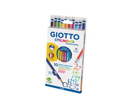 Pastelli colorati Stilnovo diametro mina 3,3 mm cancellabile con gomma colori assortiti astuccio 10 pezzi Giotto 256800 - 10995