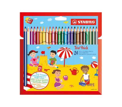 Pastello Trio Thick diametro mina 4,2 mm con temperino colori assortiti astuccio 24 pezzi Stabilo 203 2 24 - 10971