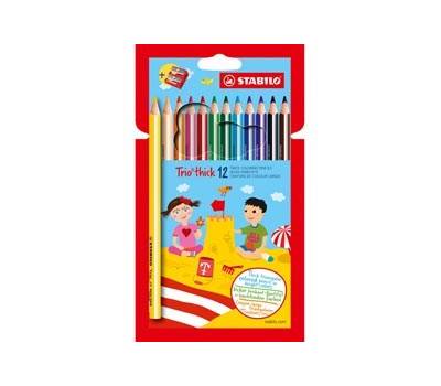 Pastello TrioThick diametro mina 4,2 mm con temperino colori assortiti astuccio 12 pezzi Stabilo 203,2,12 - 11004