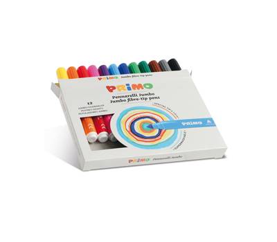 Pennarelli Jumbo punta diametro 7,6 mm colori assortiti astuccio 12 pezzi Primo 603JUMBO12 - 11042