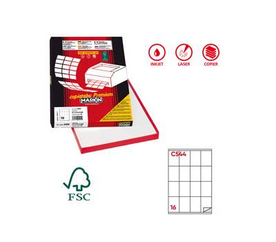 Etichetta adesiva C544 - carta - permanente - 72 x 53 mm - 16 etichette per foglio - bianco - scatola 100 fogli A4 - Markin - X210C544 - 8007047026125 - DMwebShop