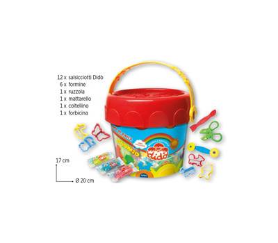 Pasta modellabile medio - secchiello 12 salsicciotti con attrezzi - Dido - 397800 - 8000144001620 - DMwebShop