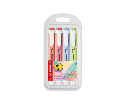 Evidenziatore Swing Cool Pastel - punta scalpello - tratto 1 - 4 mm - colori assortiti - astuccio 4 pezzi - Stabilo - 275/4-08-1 - 4006381559461 - DMwebShop