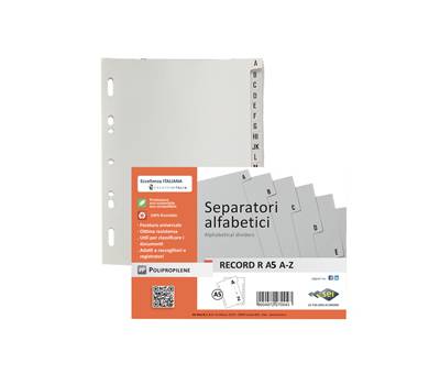 Separatore alfabetico A-Z Record R - PPL - 15 x 21 cm - A5 - grigio - Sei Rota - 581500 - 8004972270029 - DMwebShop
