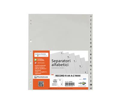 Separatore alfabetico A-Z Record R - PPL - 21 x 29,7 cm - A4 - grigio - Sei Rota - 581401 - 8006779056509 - DMwebShop