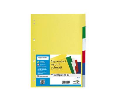 Separatore Record S - 6 tasti - PPL - 15 x 21 cm - A5 - multicolore - Sei Rota - 580030 - 25670B - DMwebShop