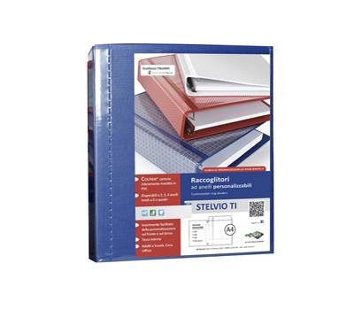 Raccoglitore personalizzabile Stelvio TI 4 anelli a D 30 mm dorso 4 cm 22 x 30 cm blu Sei Rota 36304137 - 5357