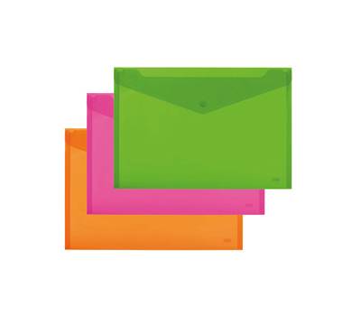 Buste con bottone - PPL - 33,5 x 23,5 cm - mix 3 colori fluo - conf. 3 pezzi - Lebez - 80438 - 8007509072042 - DMwebShop