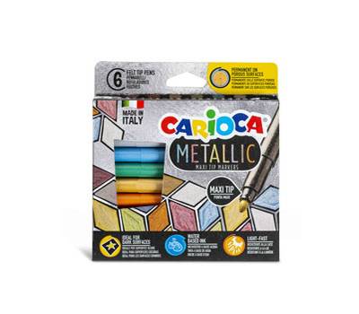 Pennarelli Maxi Metallic - colori assortiti - scatola 6 pezzi - Carioca - 43161 - 8003511431617 - DMwebShop