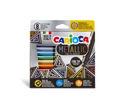 Pennarelli Metallic - punta fine - colori assortiti - scatola 8 pezzi - Carioca - 43162 - 8003511431624 - DMwebShop