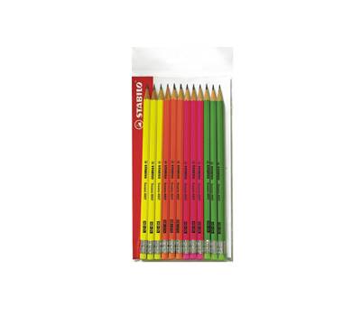 Matita in grafite Swano fluo gradazione HB con gommino fusto in 4 colori fluo - 4564