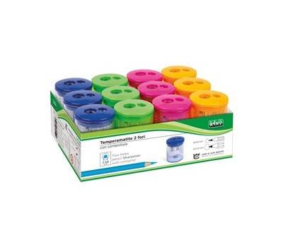 Temperamatite - 2 fori - con contenitore - conf. 12 pezzi - Lebez - 413 - 4007593413107 - DMwebShop