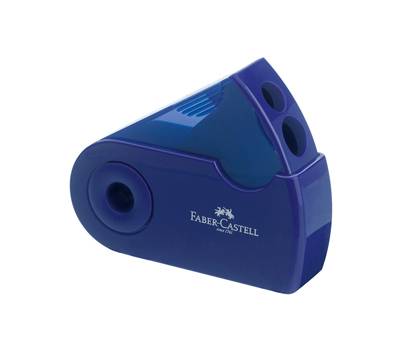 Temperamatite Sleeve con contenitore - 2 fori - con serbatoio - 70 x 34 x 20 mm - rosso e blu assortiti - Faber Castell - 182701 - 6933256608048 - DMwebShop