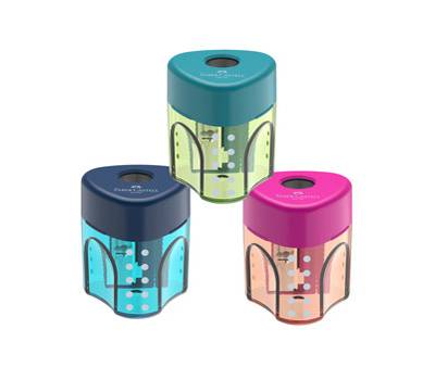 Temperamatite con contenitore - 1 foro - triangolare - con serbatoio - conf. 24 pezzi - Faber Castell - 183405 - 6933256640628 - DMwebShop