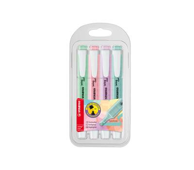 Evidenziatore Swing Cool Pastel - punta a scalpello - tratto 1 - 4 mm - colori assortiti - astuccio 4 pezzi - Stabilo - 275/4-08 - 4006381527422 - DMwebShop