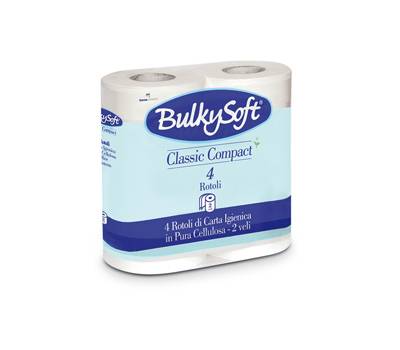 Carta igienica Classic 2 veli 16 gr 10 cm x 52,5 mt diametro 11,5 cm 500 strappi pacco 4 rotoli Bulkysoft 66440 - 281 Carta igienica Classic 2 veli 16 gr 10 cm x 52,5 mt diametro 11,5 cm 500 strappi pacco 4 rotoli Bulkysoft 66440 - 281