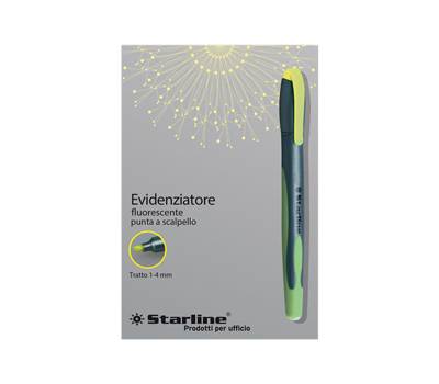 Evidenziatore a penna - punta scalpello - tratto 1 - 4 mm - giallo - conf. 12 pezzi - Starline - STL1638. - 8025133019899 - DMwebShop