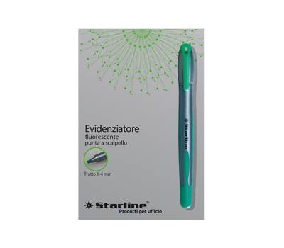 Evidenziatore a penna - punta scalpello - tratto 1 - 4 mm - verde - conf. 12 pezzi - Starline - STL1639. - 8025133019929 - DMwebShop