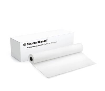 Carta plotter - stampa inkjet - 420 mm x 50 mt - 80 gr - opaca - bianco - conf. 8 pezzi - Starline - STL2536. - 8025133039736 - DMwebShop