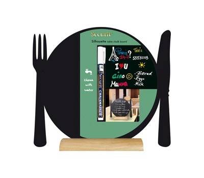 Lavagna da tavolo Silhouette - 24 x 25 cm - forma piatto - nero - Securit - FBT-PLAT - 8718226495976 - DMwebShop