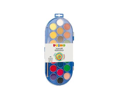 Pastiglie Acquerelli diametro 30 mm colori assortiti astuccio da 22 pastiglie Primo 114A22SG - 17384