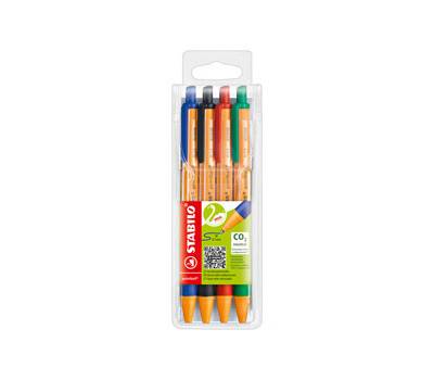 Penna a sfera a scatto Pointball Green punta 1 mm 4 colori - 9982