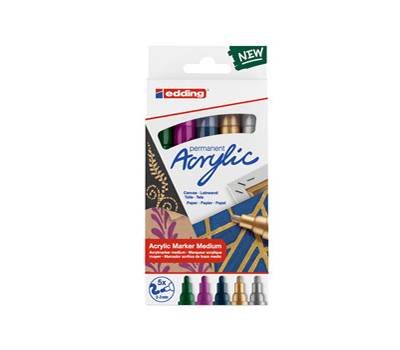Marcatore permanente acrilico 5100 Medium Festa - colori assortiti - conf. 5 pezzi - Edding - 4-5100-5-999 - 4057305030962 - DMwebShop