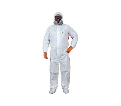 Tuta di protezione da rischio chimico DT125 - monouso - taglia XL - bianco-arancio - Deltaplus - DT125XG - 3295249202972 - DMwebShop