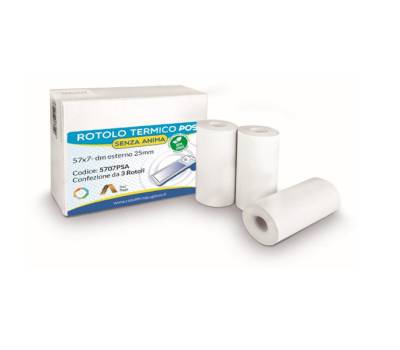 Rotolo per POS e carte di credito carta termica BPA free 57 mm x 7 mt 55 g m2 - 20920