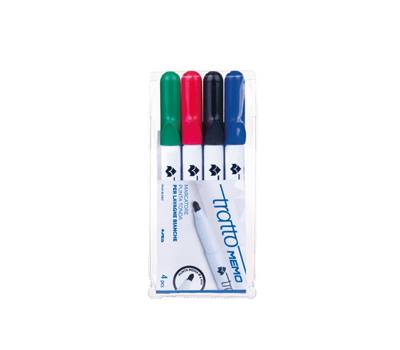 Pennarello a secco Memo per lavagne cancellabili - astuccio 4 colori - punta conica 2,5 mm - Tratto - 854100 - 8000825854101 - DMwebShop