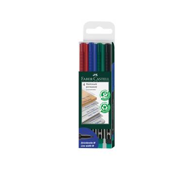 Pennarello Multimark universale permanente con gomma - punta media 1 mm - astuccio 4 colori - Faber Castell - 152504 - 4005401525042 - DMwebShop