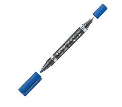 Pennarello Lumocolor Permanent Duo 348 punta feltro - punta 0,6 mm e 1,5 mm - blu - Staedtler - 348-3 - 4007817348017 - DMwebShop