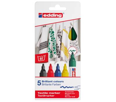 Marcatore per tessuto 4500 - punta tonda - 2 -3 mm - 5 colori assortiti - Edding - E-4500/5S-000 - 4057305013545 - DMwebShop